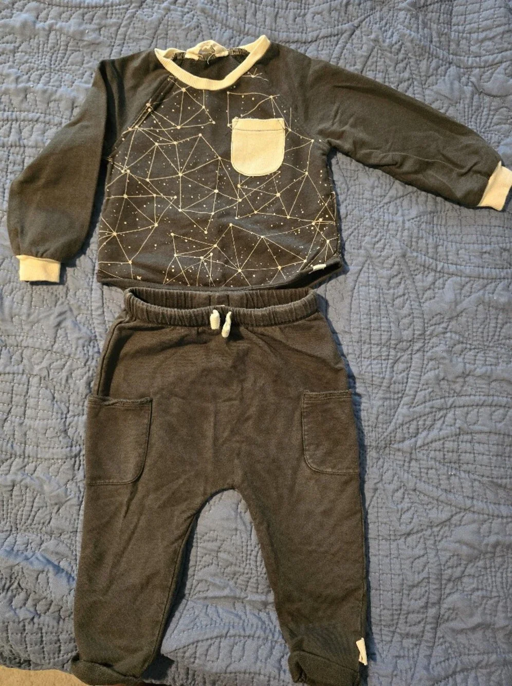 Burt's Bees Grey Sweatshirt & Joggers Set with Cream constellation Accents